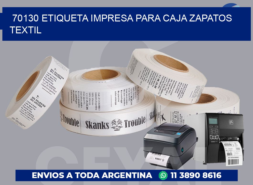 70130 ETIQUETA IMPRESA PARA CAJA ZAPATOS TEXTIL