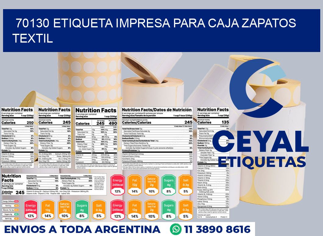 70130 ETIQUETA IMPRESA PARA CAJA ZAPATOS TEXTIL