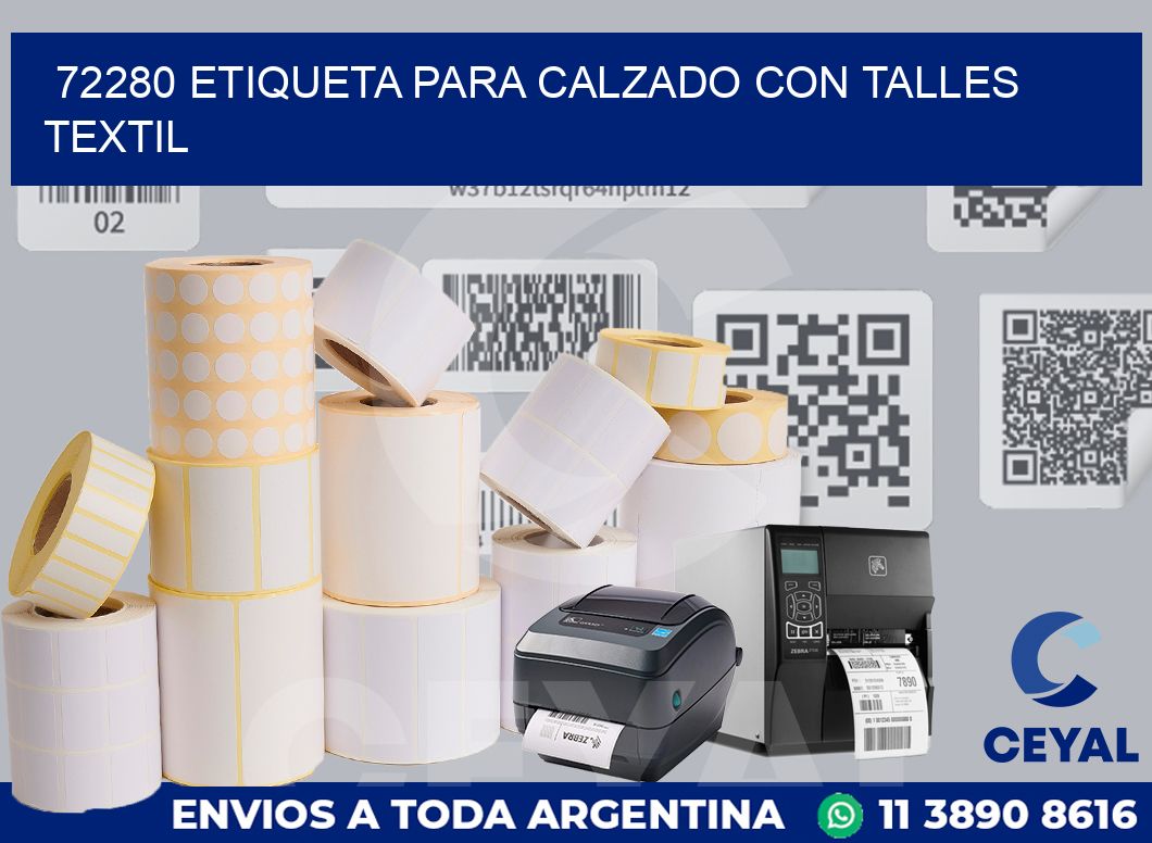72280 ETIQUETA PARA CALZADO CON TALLES TEXTIL