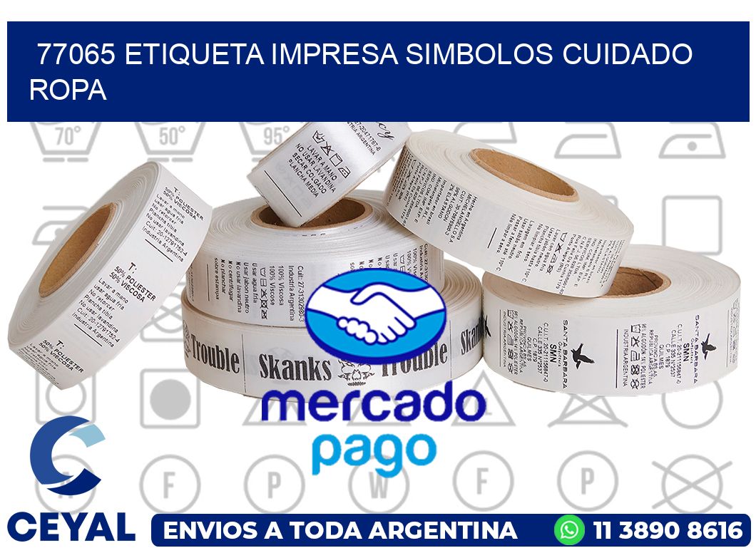 77065 ETIQUETA IMPRESA SIMBOLOS CUIDADO ROPA