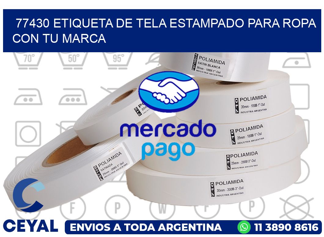 77430 ETIQUETA DE TELA ESTAMPADO PARA ROPA CON TU MARCA