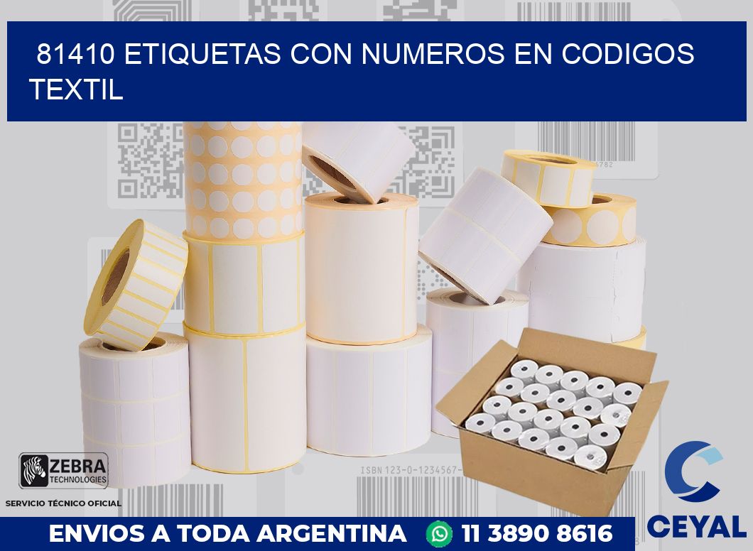 81410 ETIQUETAS CON NUMEROS EN CODIGOS TEXTIL