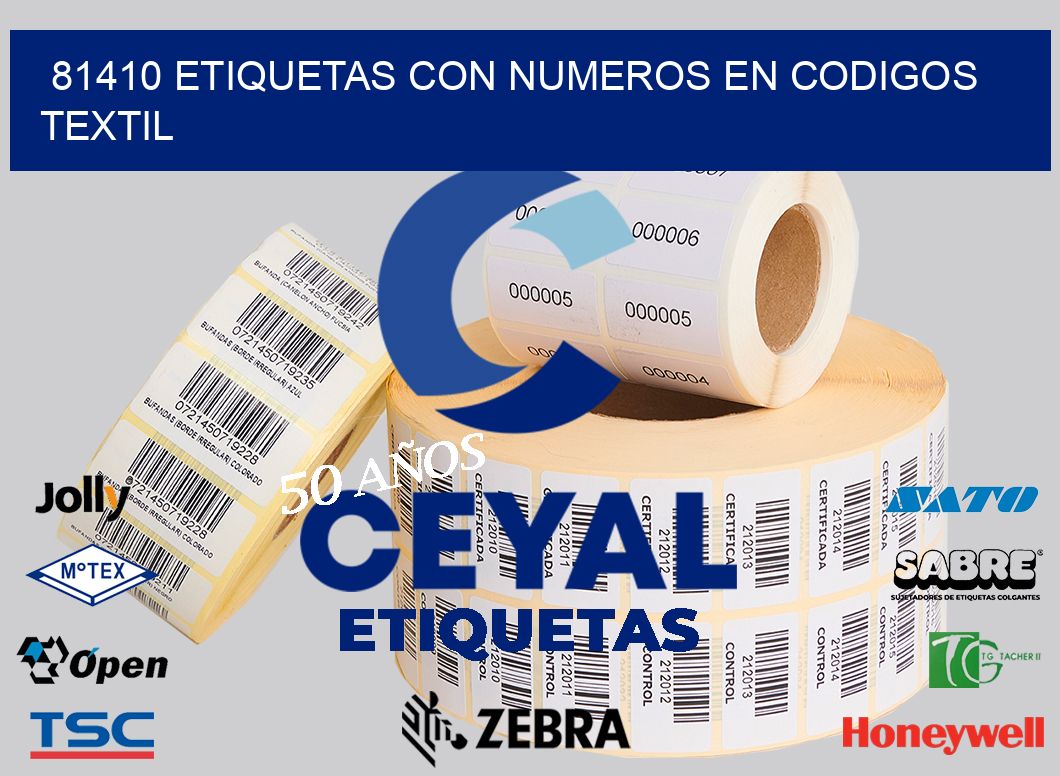 81410 ETIQUETAS CON NUMEROS EN CODIGOS TEXTIL