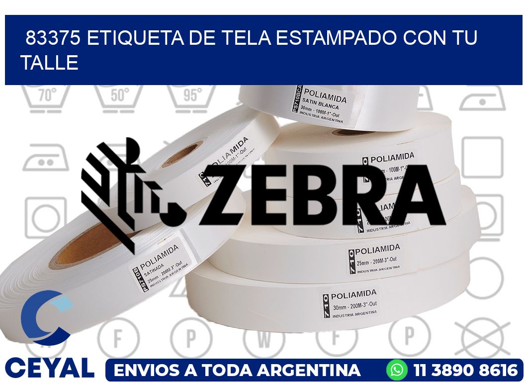 83375 ETIQUETA DE TELA ESTAMPADO CON TU TALLE