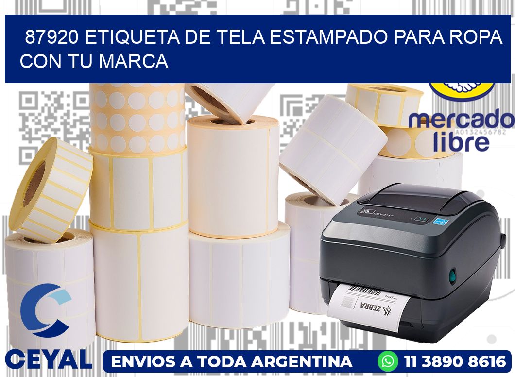 87920 ETIQUETA DE TELA ESTAMPADO PARA ROPA CON TU MARCA