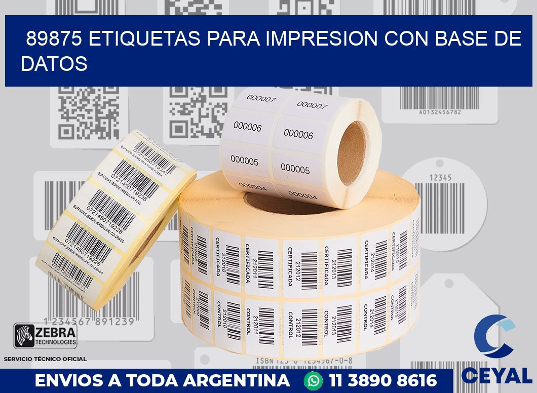 89875 ETIQUETAS PARA IMPRESION CON BASE DE DATOS