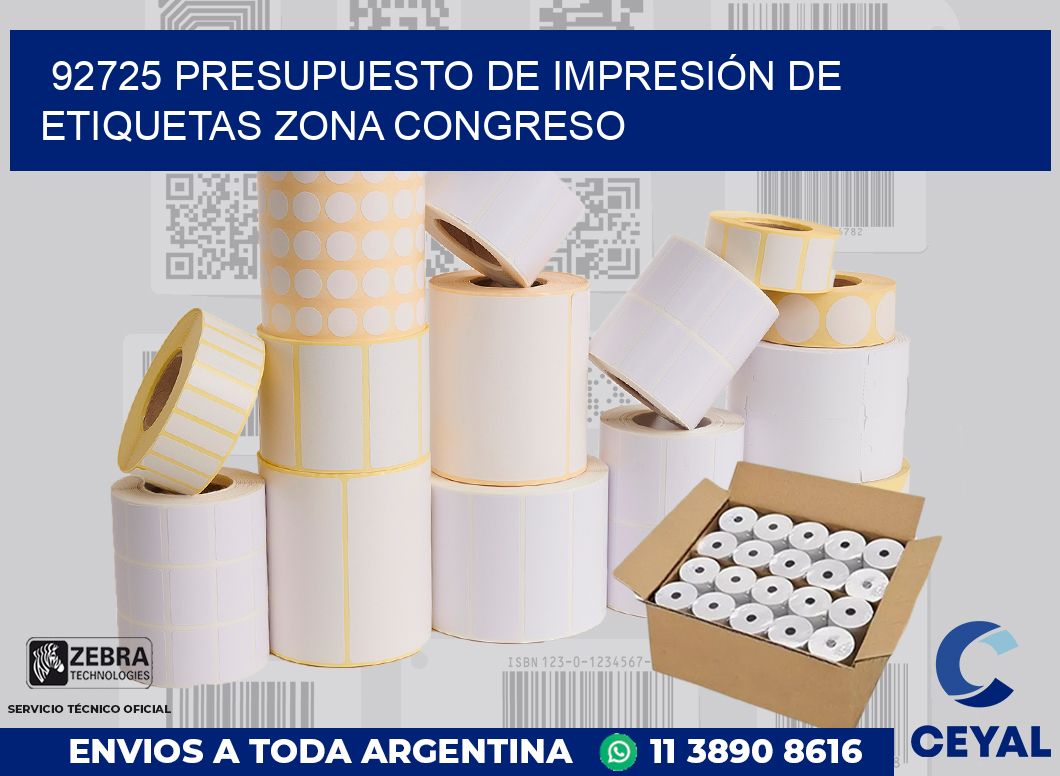 92725 PRESUPUESTO DE IMPRESIÓN DE ETIQUETAS ZONA CONGRESO