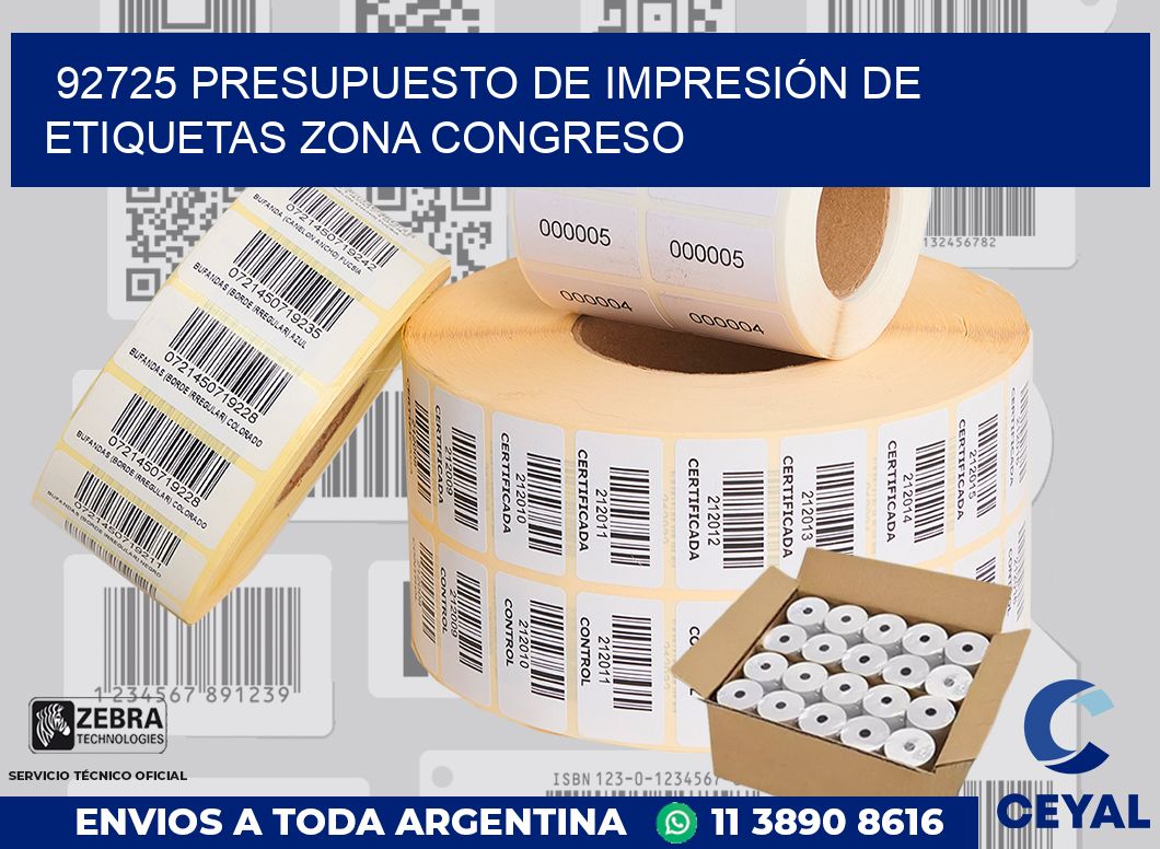 92725 PRESUPUESTO DE IMPRESIÓN DE ETIQUETAS ZONA CONGRESO