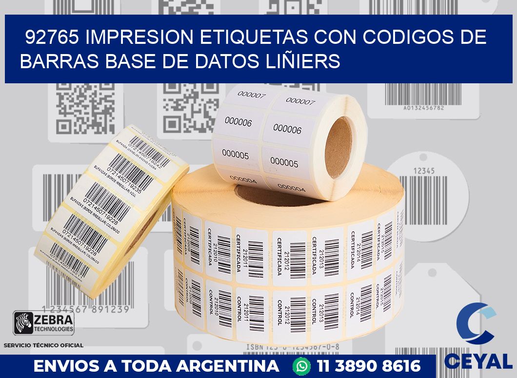 92765 IMPRESION ETIQUETAS CON CODIGOS DE BARRAS BASE DE DATOS LIÑIERS