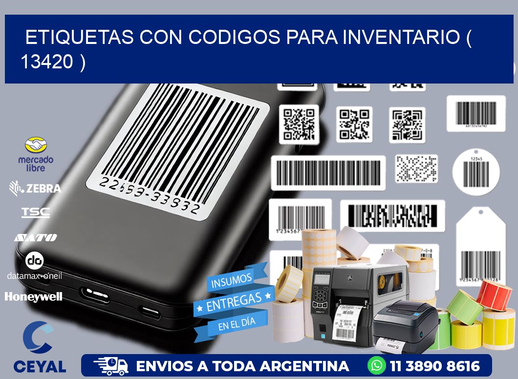 ETIQUETAS CON CODIGOS PARA INVENTARIO ( 13420 )