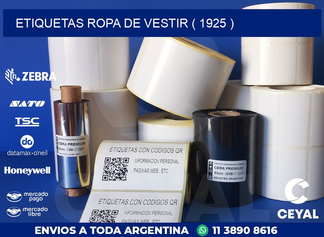 ETIQUETAS ROPA DE VESTIR ( 1925 )