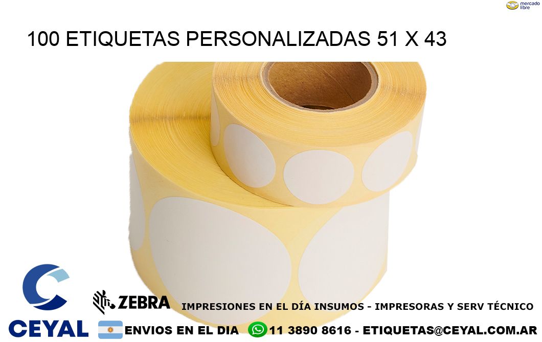 100 ETIQUETAS PERSONALIZADAS 51 x 43