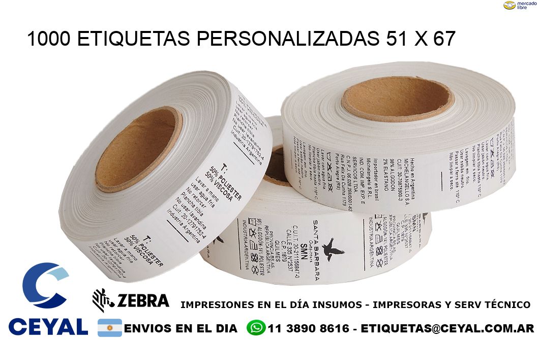 1000 ETIQUETAS PERSONALIZADAS 51 x 67