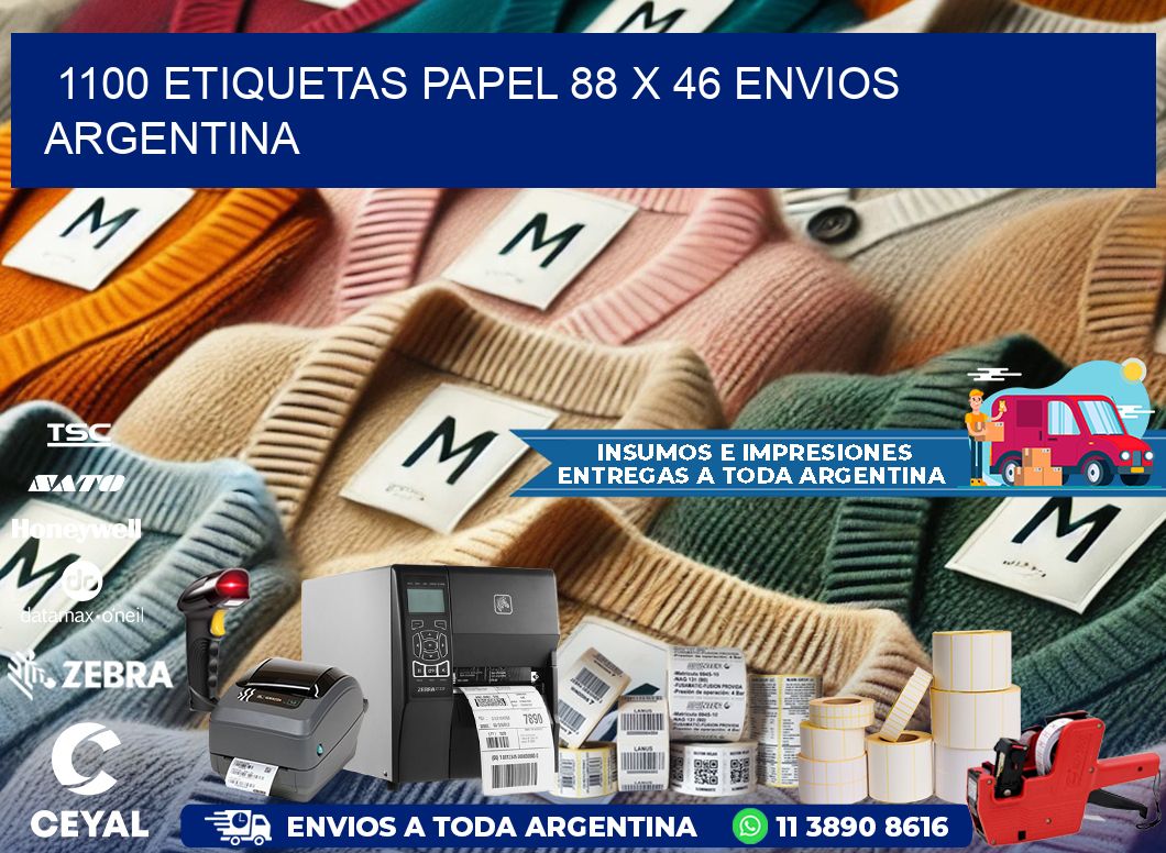 1100 ETIQUETAS PAPEL 88 x 46 ENVIOS ARGENTINA