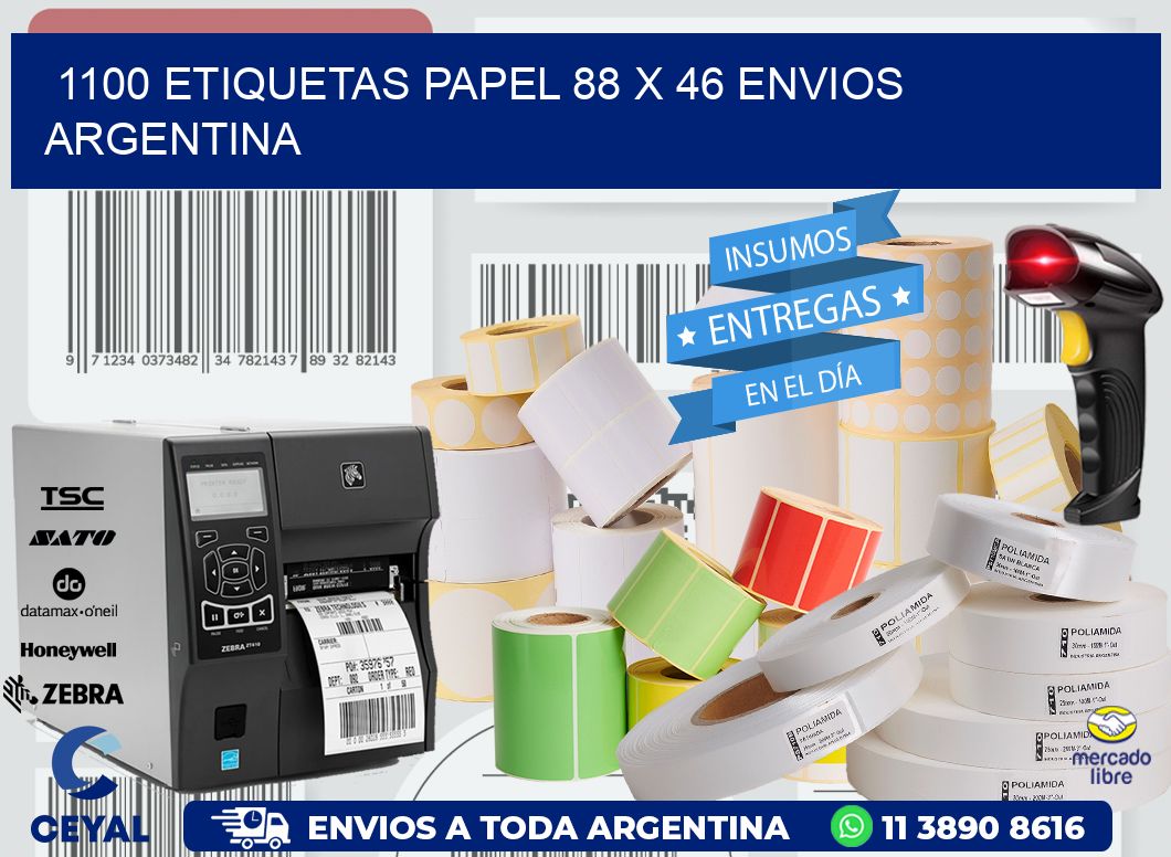 1100 ETIQUETAS PAPEL 88 x 46 ENVIOS ARGENTINA