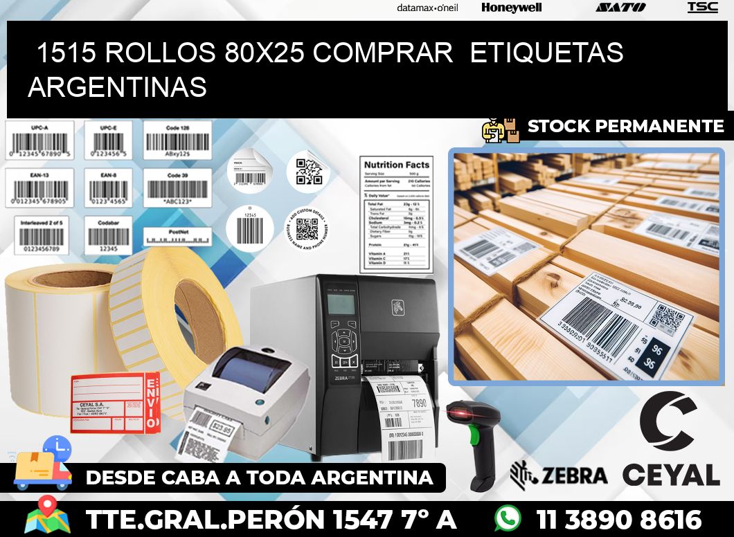 1515 ROLLOS 80X25 COMPRAR  ETIQUETAS ARGENTINAS