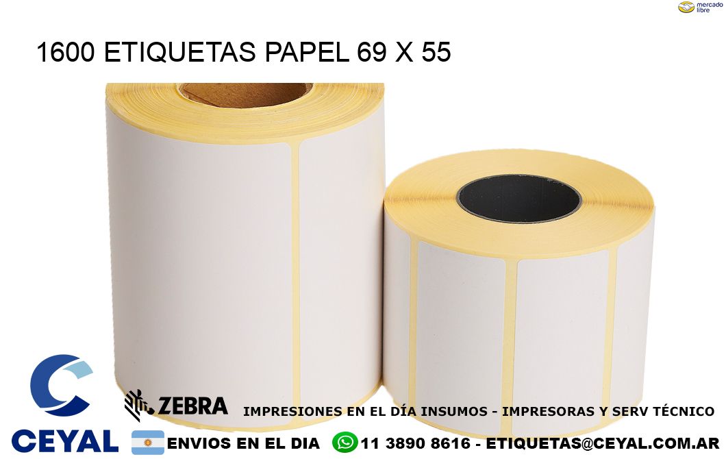 1600 ETIQUETAS PAPEL 69 x 55