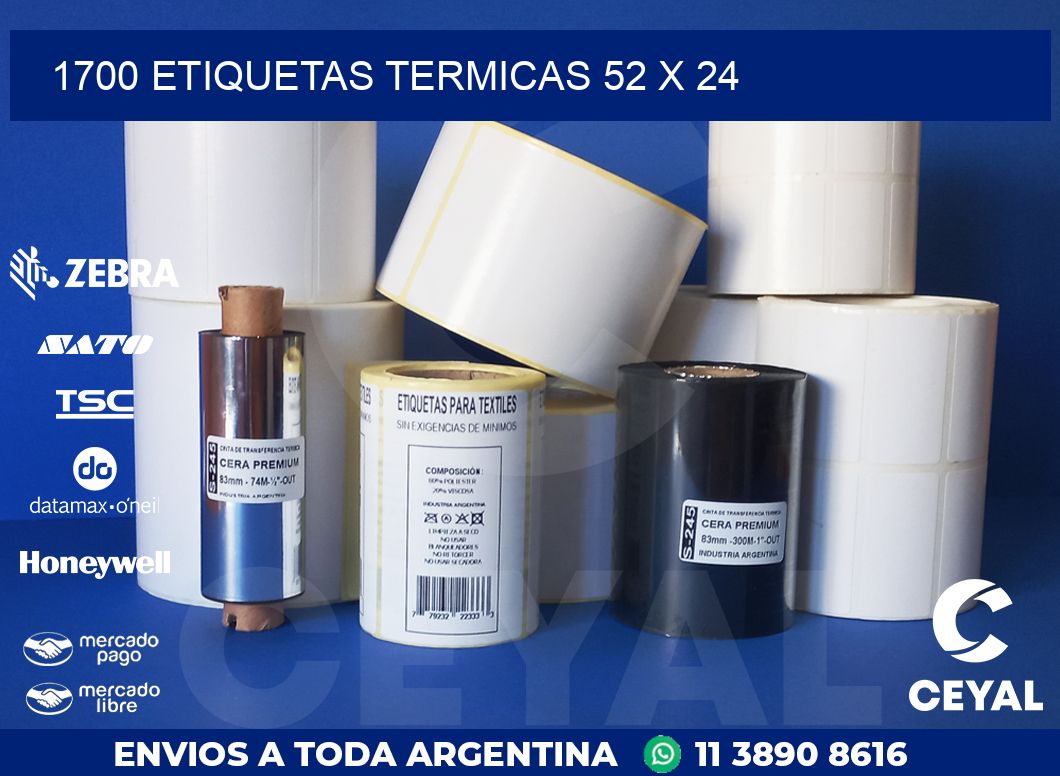 1700 ETIQUETAS TERMICAS 52 x 24