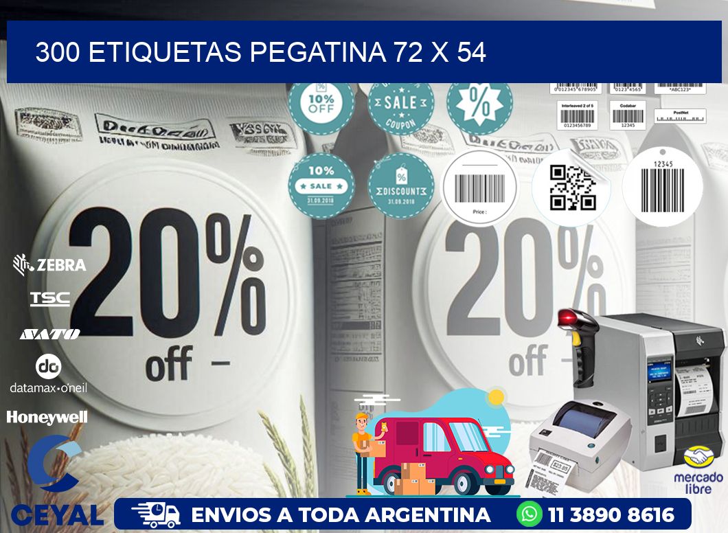 300 ETIQUETAS PEGATINA 72 x 54