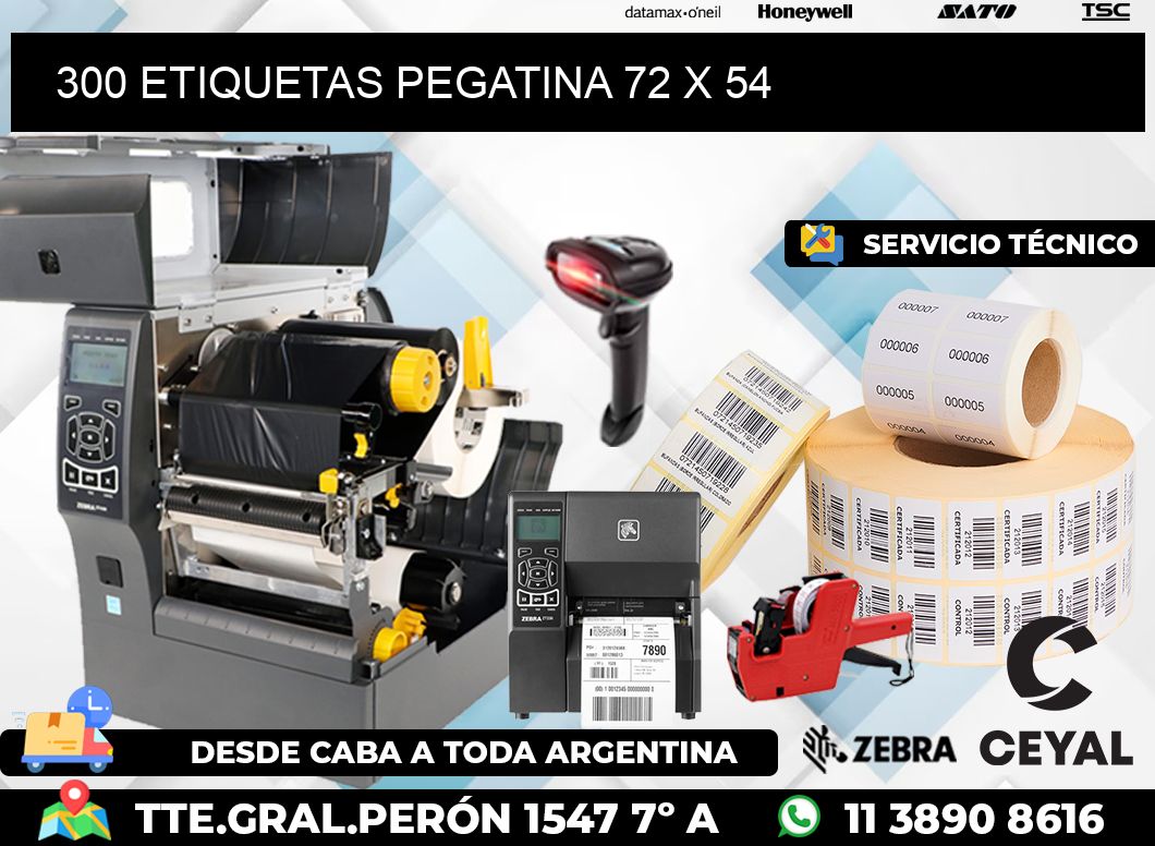 300 ETIQUETAS PEGATINA 72 x 54