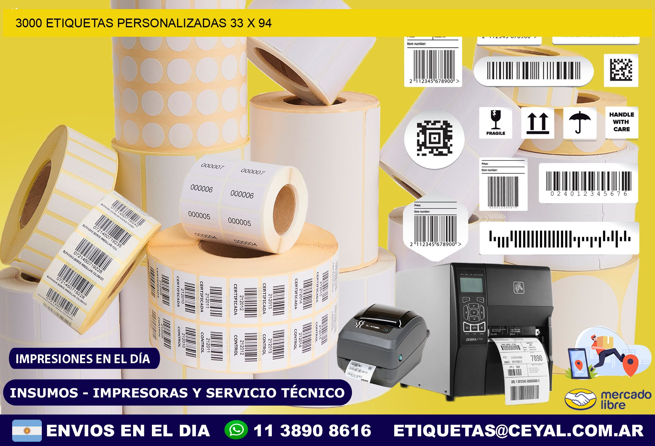 3000 ETIQUETAS PERSONALIZADAS 33 x 94