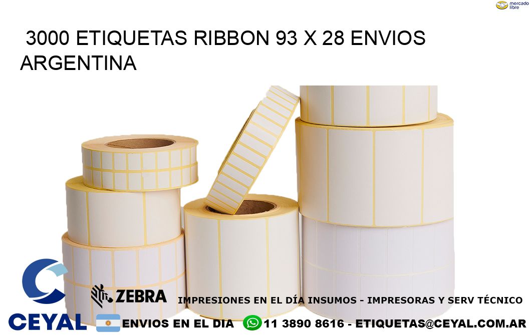 3000 ETIQUETAS RIBBON 93 x 28 ENVIOS ARGENTINA