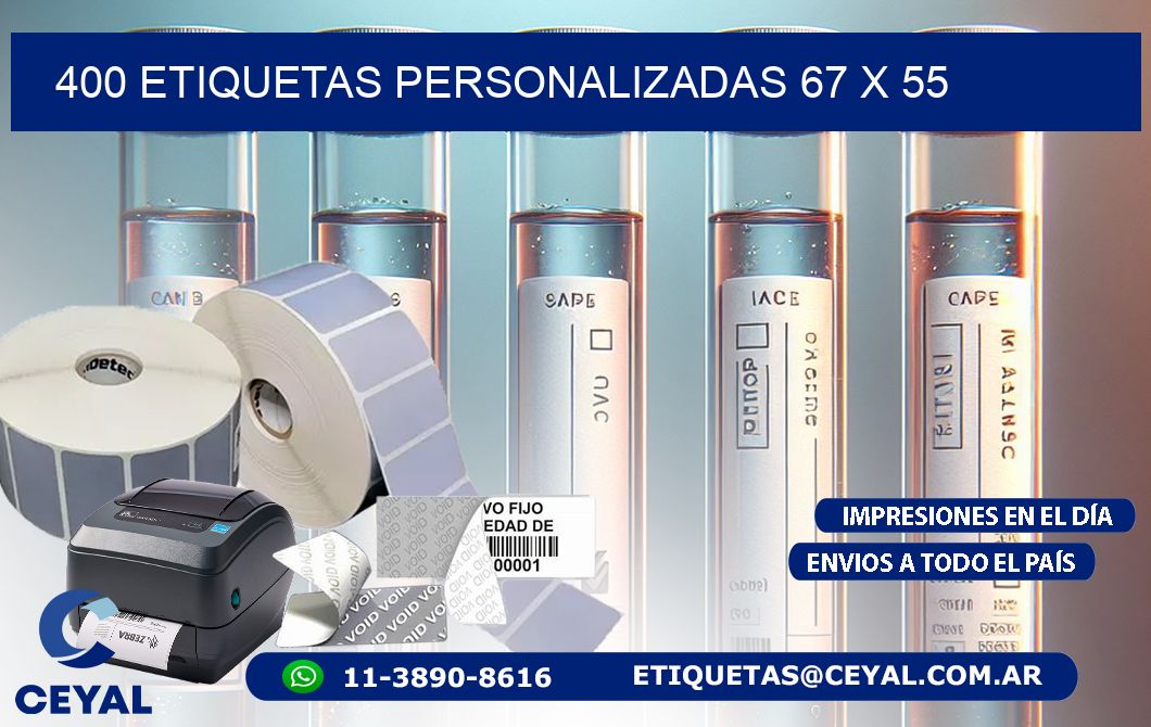 400 ETIQUETAS PERSONALIZADAS 67 x 55