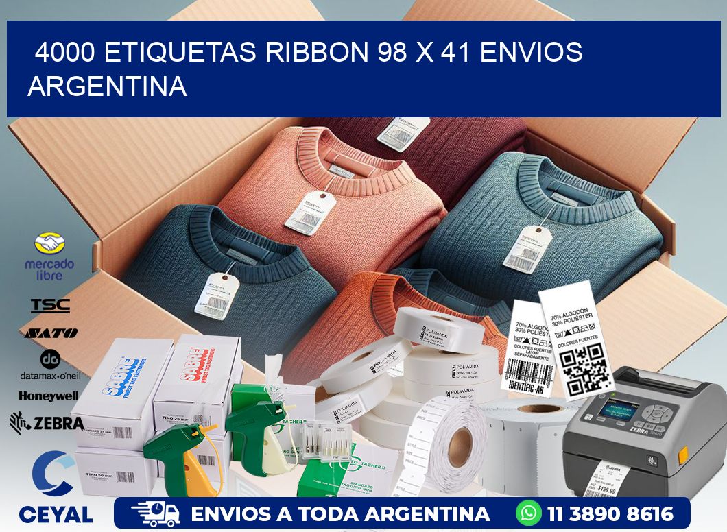 4000 ETIQUETAS RIBBON 98 x 41 ENVIOS ARGENTINA