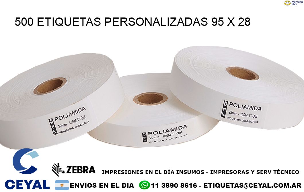 500 ETIQUETAS PERSONALIZADAS 95 x 28