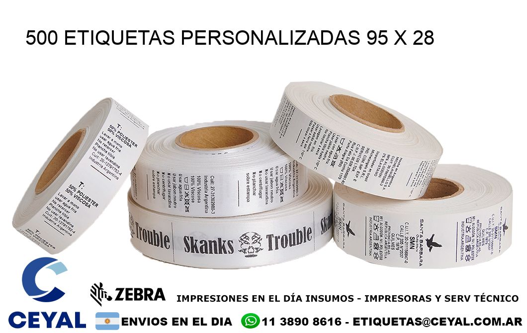 500 ETIQUETAS PERSONALIZADAS 95 x 28