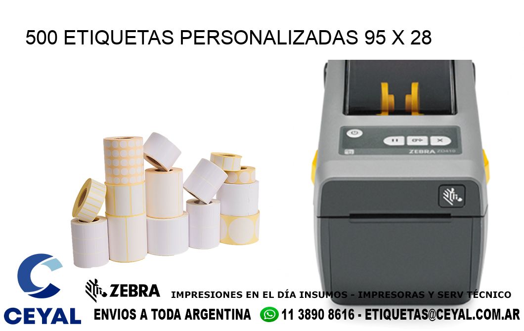 500 ETIQUETAS PERSONALIZADAS 95 x 28