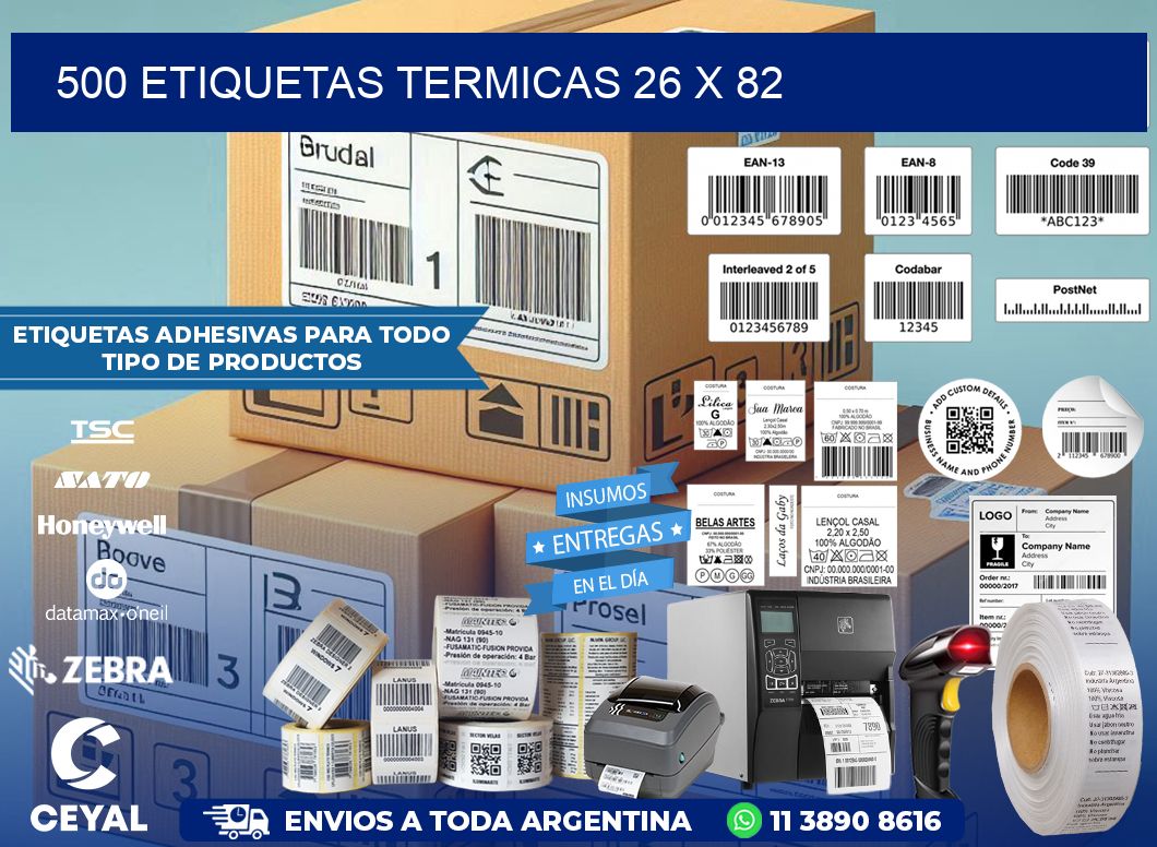 500 ETIQUETAS TERMICAS 26 x 82