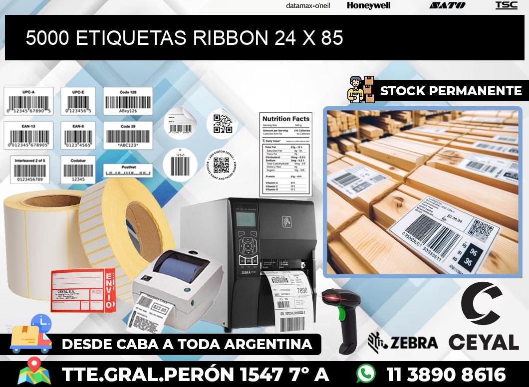 5000 ETIQUETAS RIBBON 24 x 85