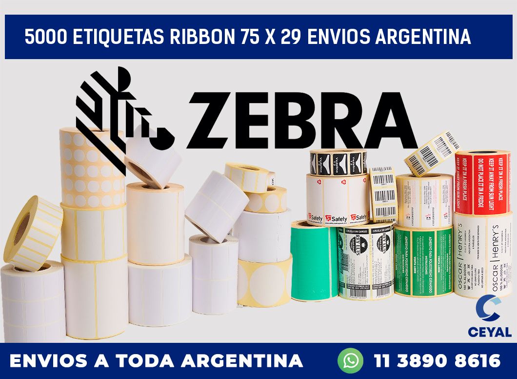 5000 ETIQUETAS RIBBON 75 x 29 ENVIOS ARGENTINA