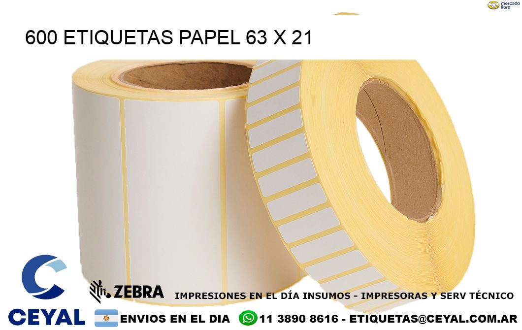 600 ETIQUETAS PAPEL 63 x 21