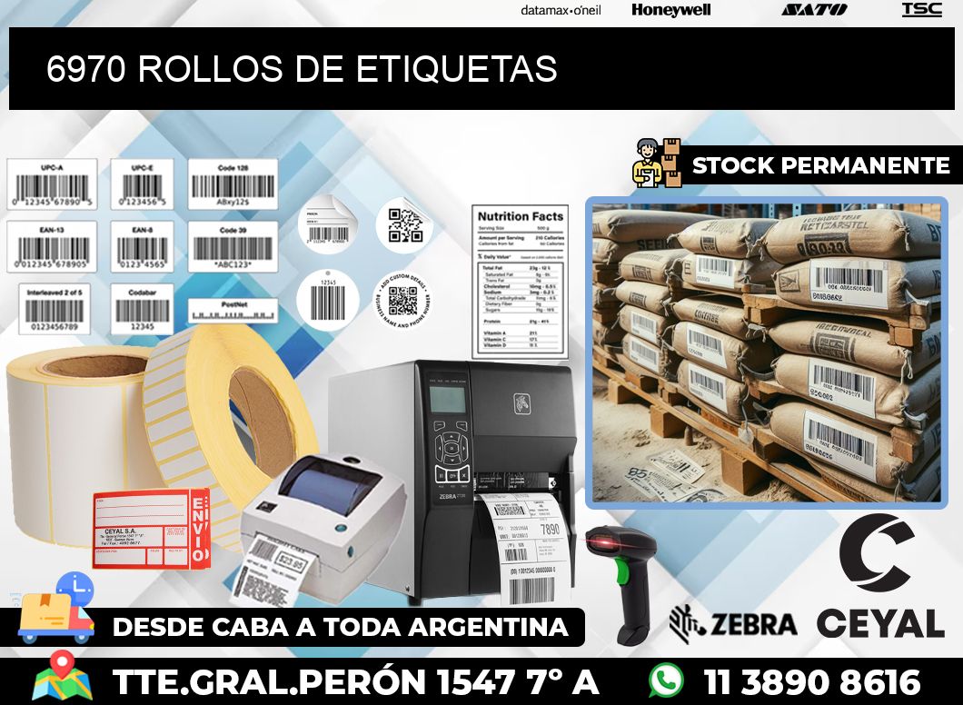 6970 ROLLOS DE ETIQUETAS