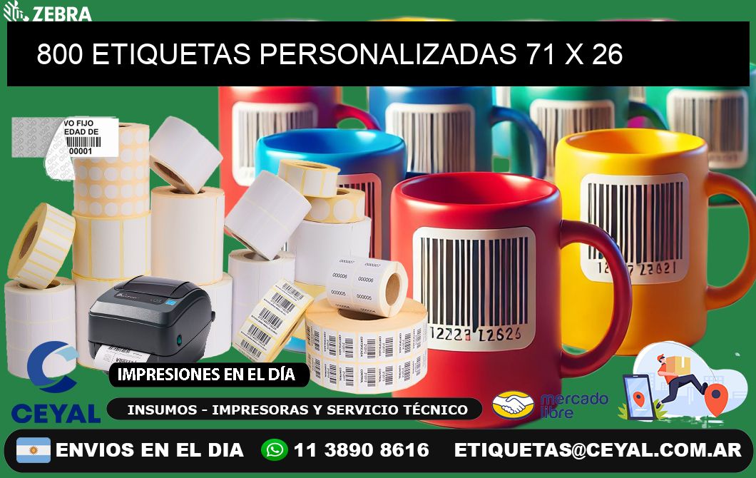 800 ETIQUETAS PERSONALIZADAS 71 x 26