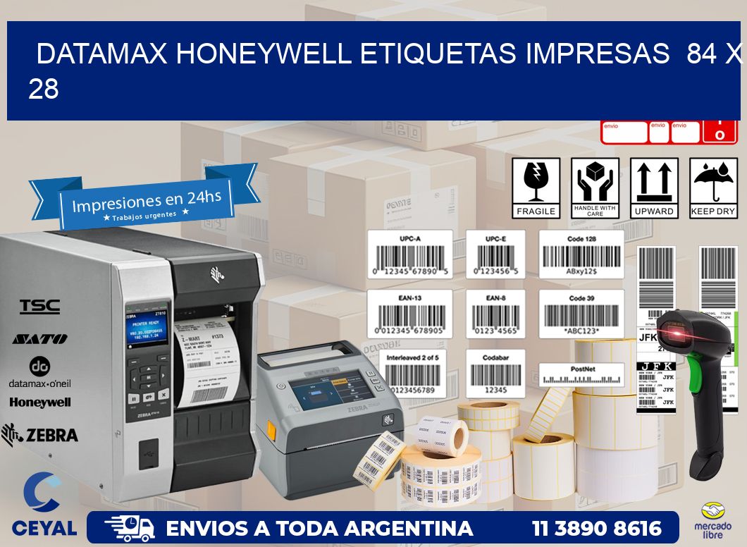 DATAMAX HONEYWELL ETIQUETAS IMPRESAS  84 x 28