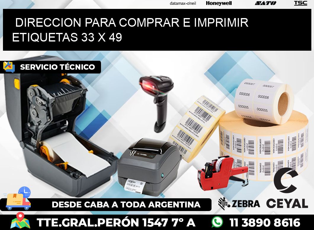 DIRECCION PARA COMPRAR E IMPRIMIR ETIQUETAS 33 x 49