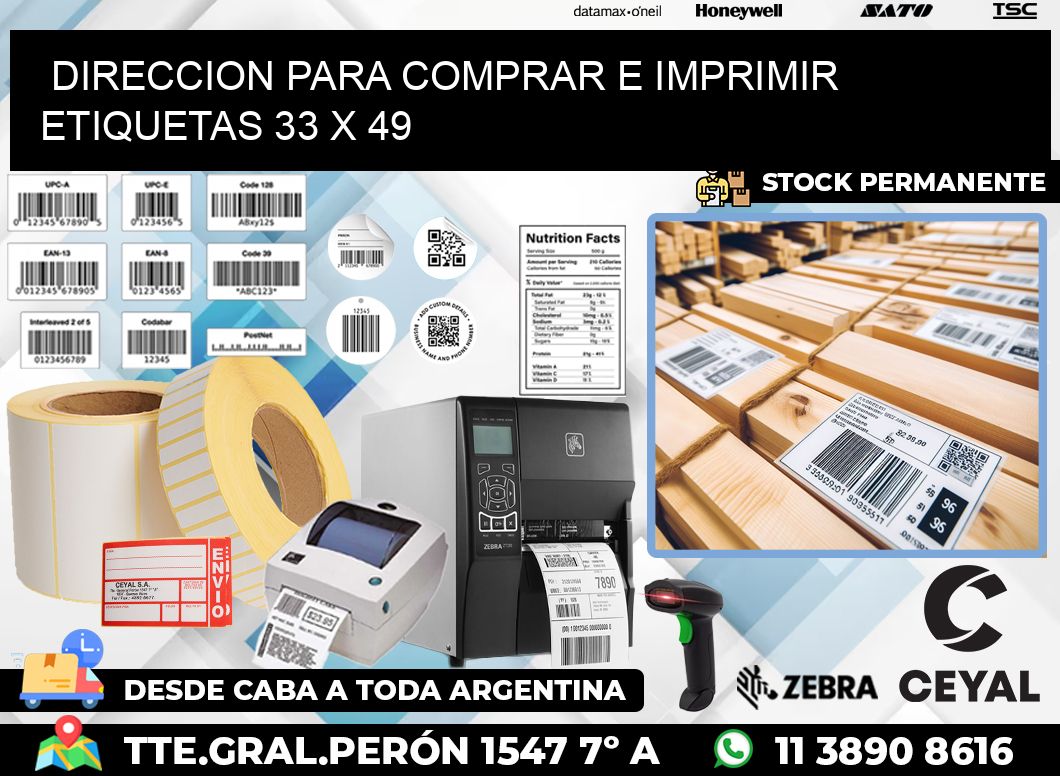 DIRECCION PARA COMPRAR E IMPRIMIR ETIQUETAS 33 x 49