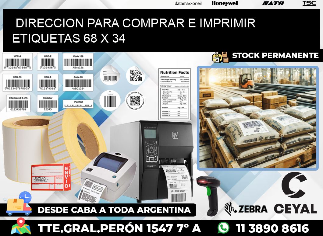 DIRECCION PARA COMPRAR E IMPRIMIR ETIQUETAS 68 x 34