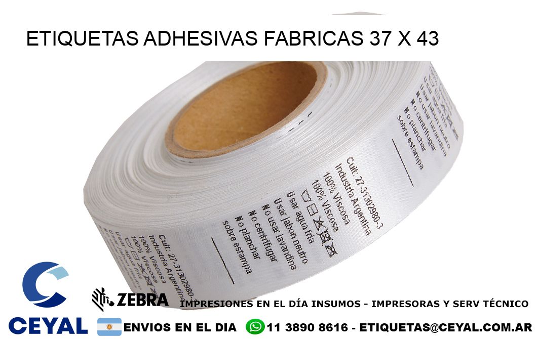 ETIQUETAS ADHESIVAS FABRICAS 37 x 43