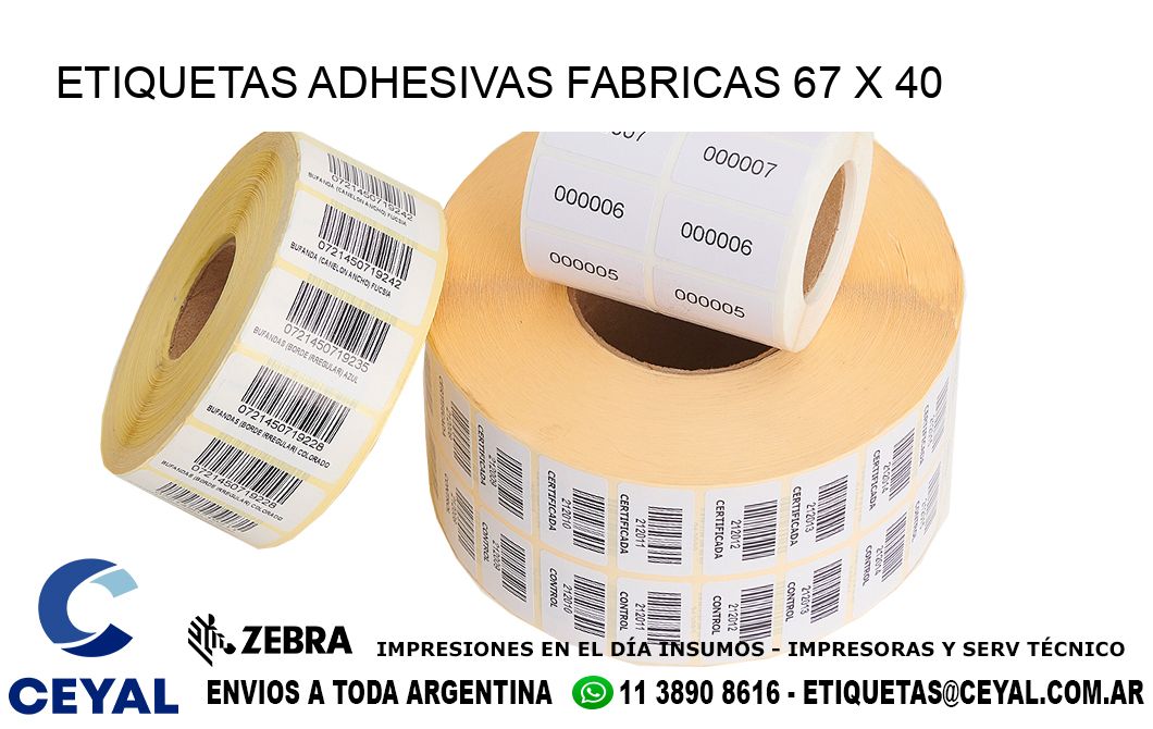 ETIQUETAS ADHESIVAS FABRICAS 67 x 40