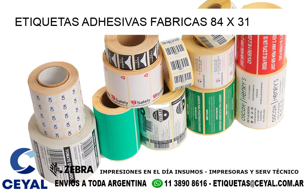 ETIQUETAS ADHESIVAS FABRICAS 84 x 31