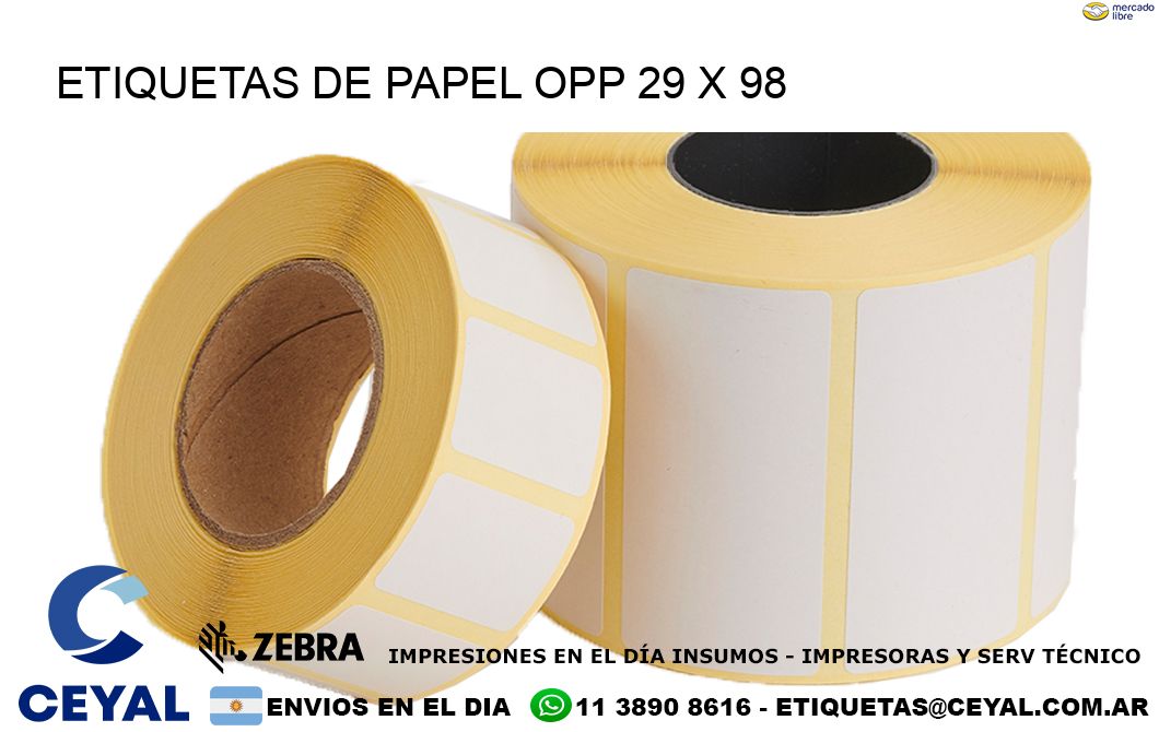 ETIQUETAS DE PAPEL OPP 29 x 98