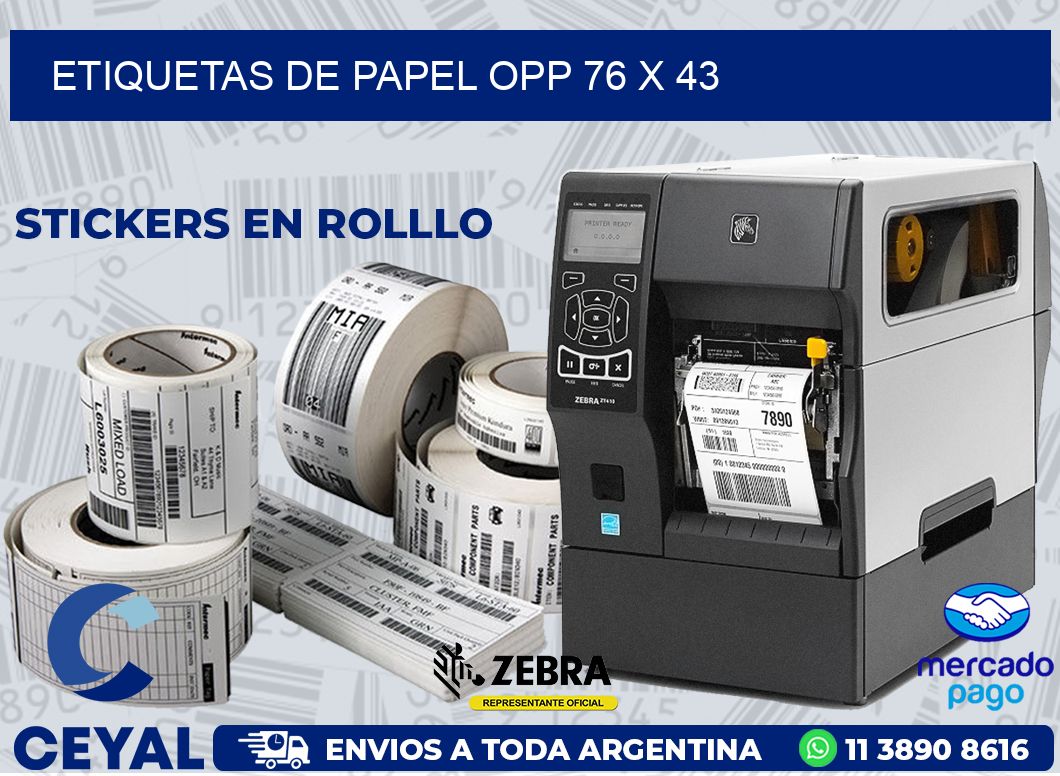 ETIQUETAS DE PAPEL OPP 76 x 43