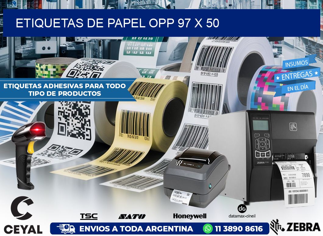 ETIQUETAS DE PAPEL OPP 97 x 50