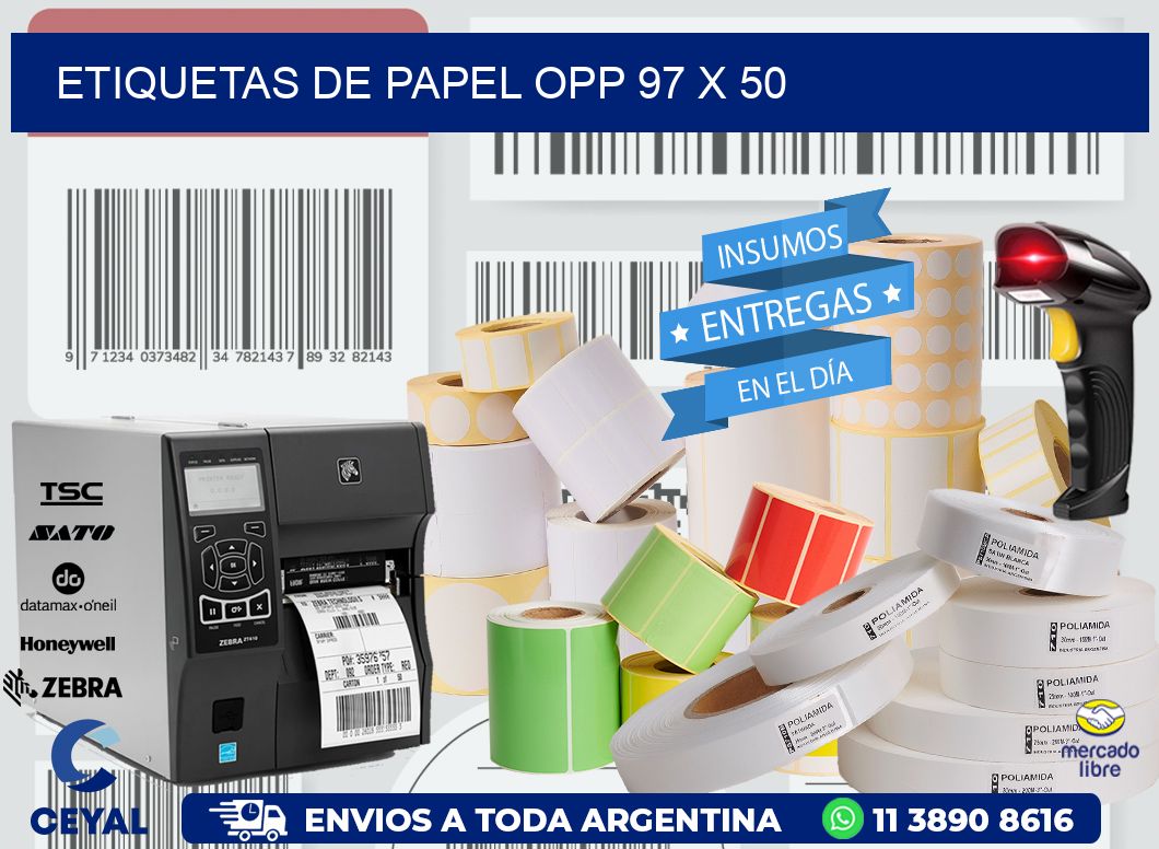 ETIQUETAS DE PAPEL OPP 97 x 50