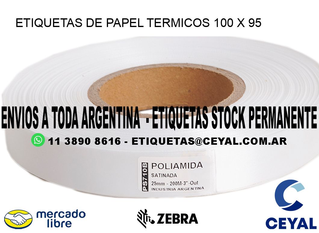 ETIQUETAS DE PAPEL TERMICOS 100 x 95