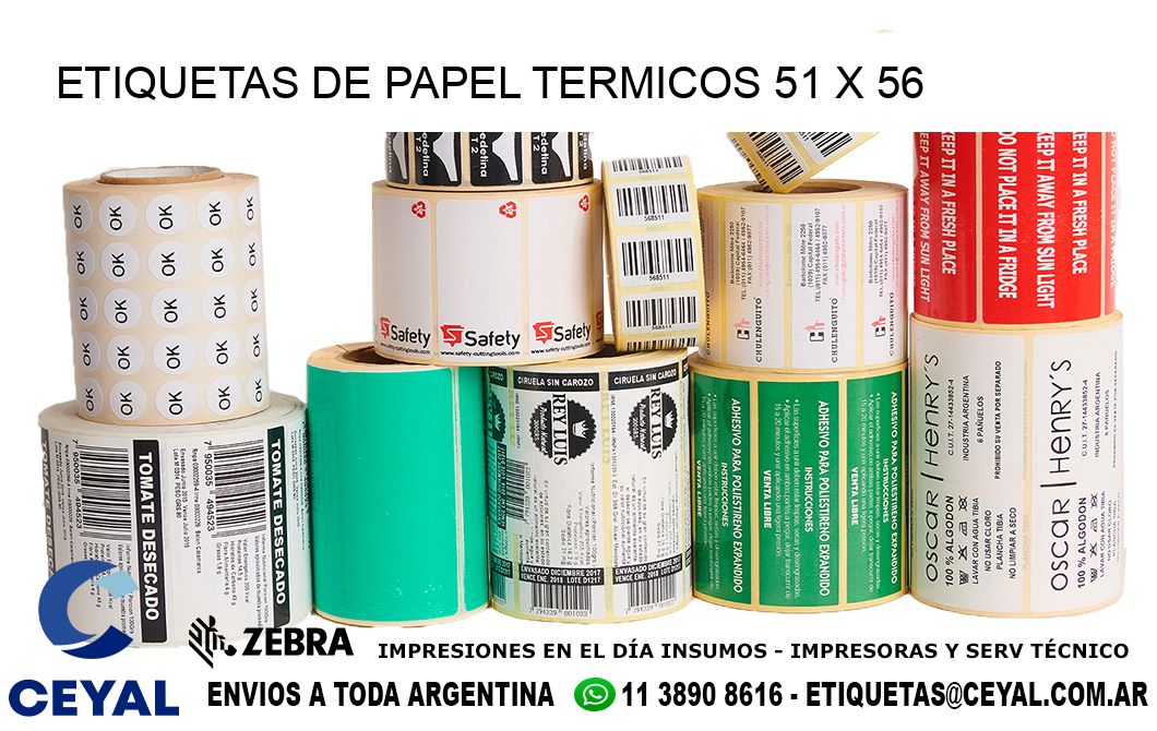 ETIQUETAS DE PAPEL TERMICOS 51 x 56